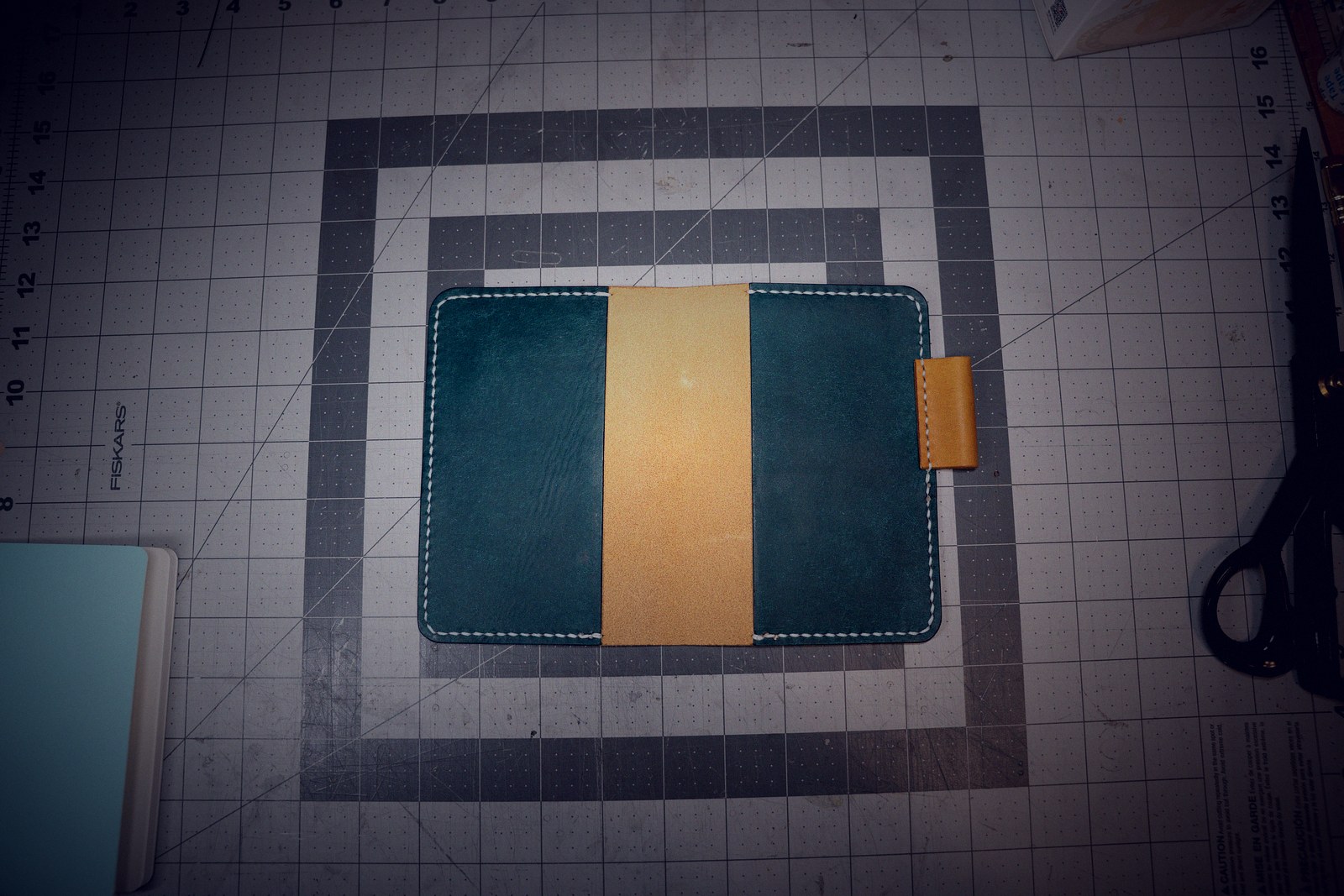 Notebook Cover — Teal & Tan Back